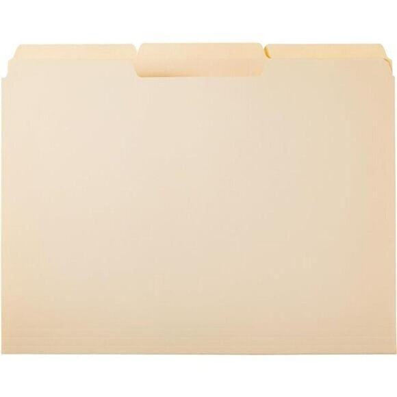 1/3-Cut Tab Assorted Positions File Folders Letter Size Manila Pack of 100 - Picture 3 of 7